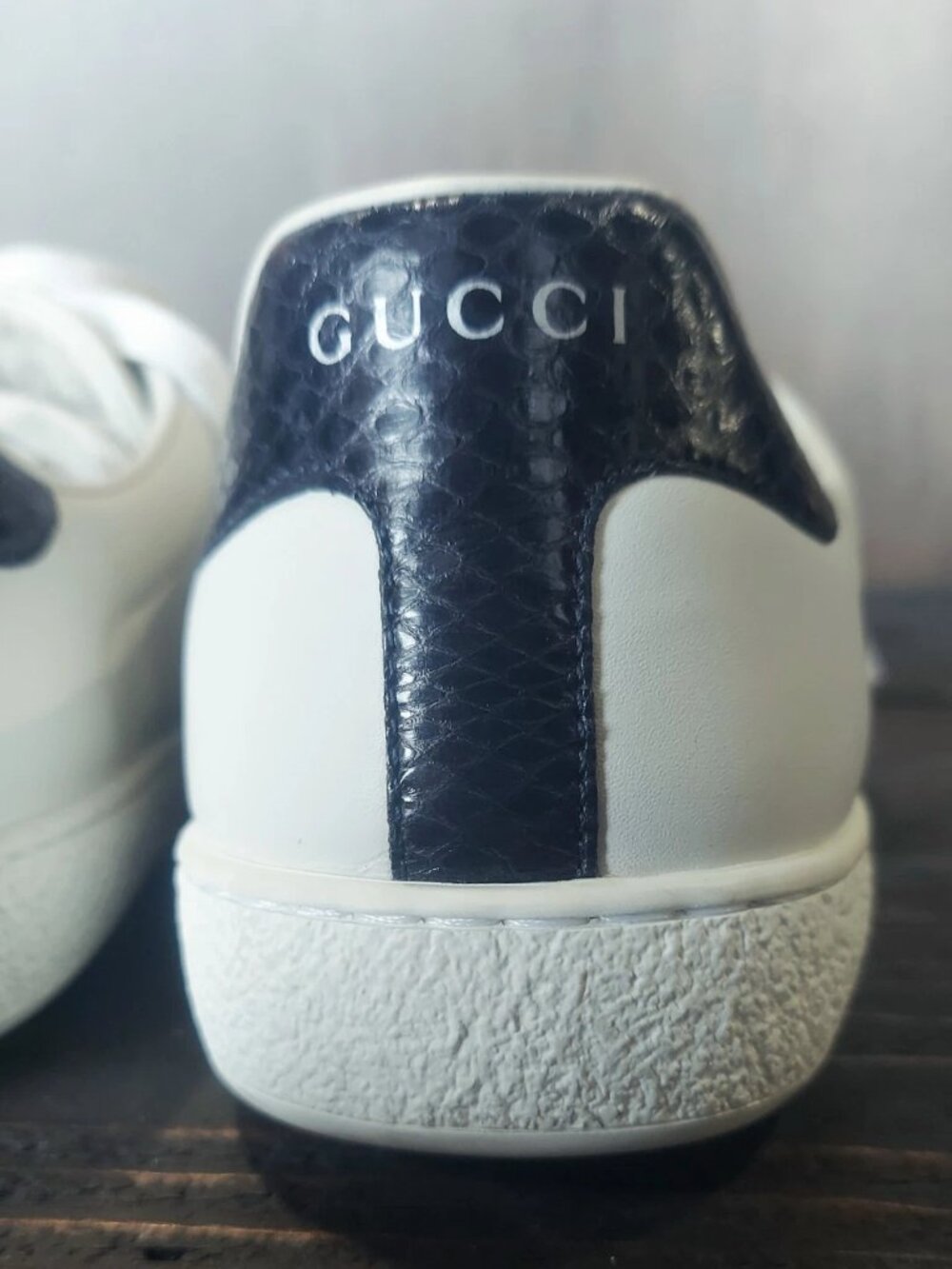 Gucci Ace Leather Navy Red Web Stripe Sneaker M7.5 W9-9.5 - Picture 6 of 14